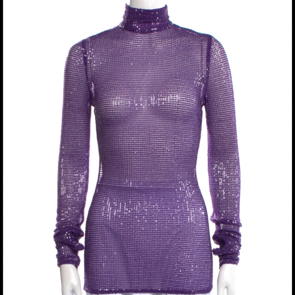 New with tag Laquan Smith Turtleneck Top in Purple